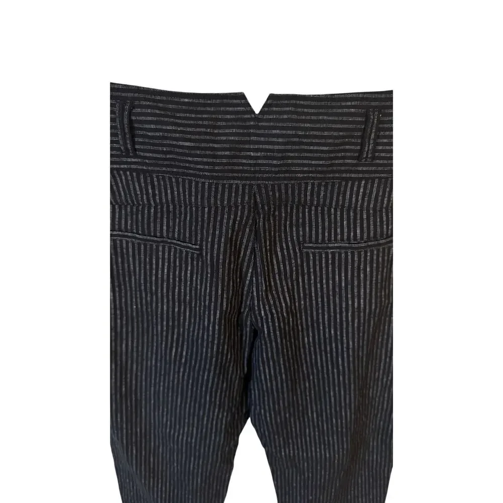 SUNDANCE NWOT Amelia Linen Blend Pinstripe Pants Size 16 Black Old Money Neutral